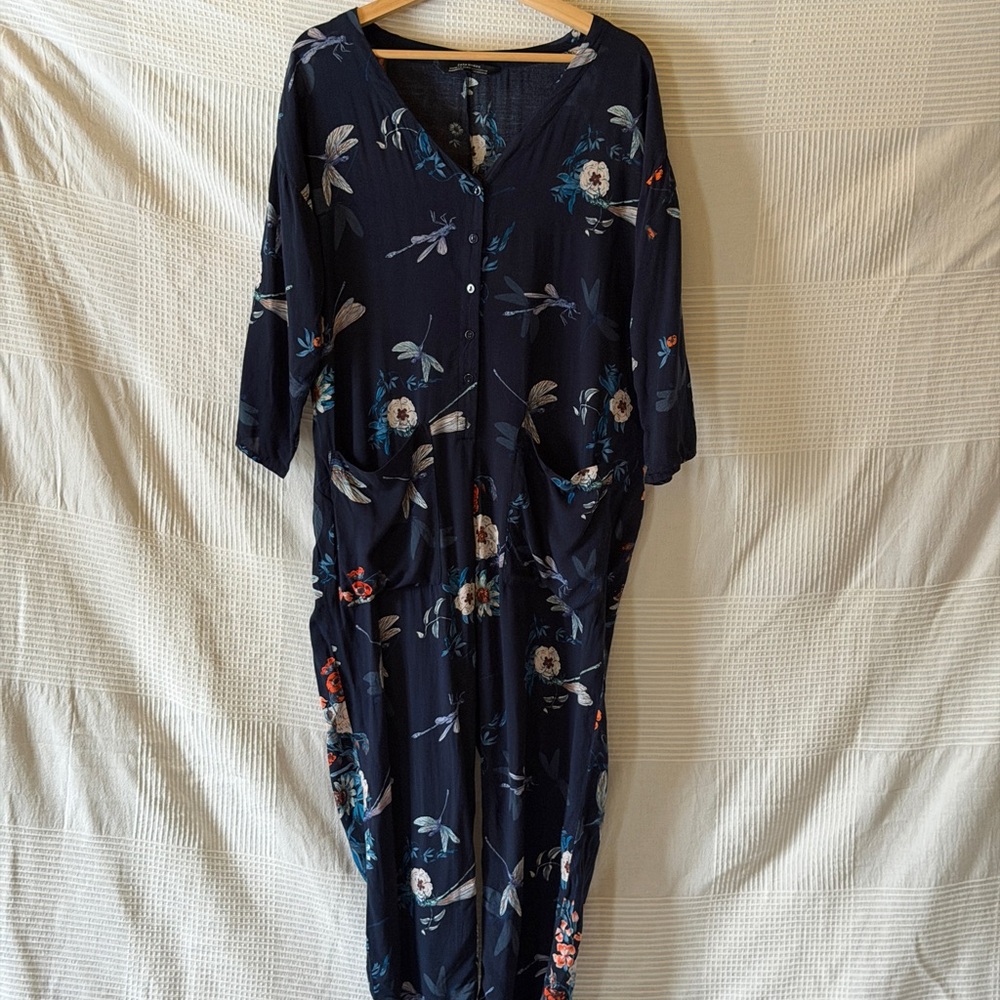 Zara Navy Floral Jumpsuit